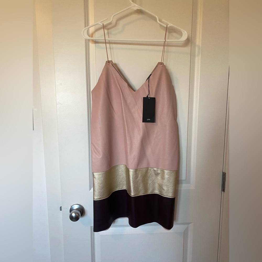Zara Blush Pink Faux Leather Dress